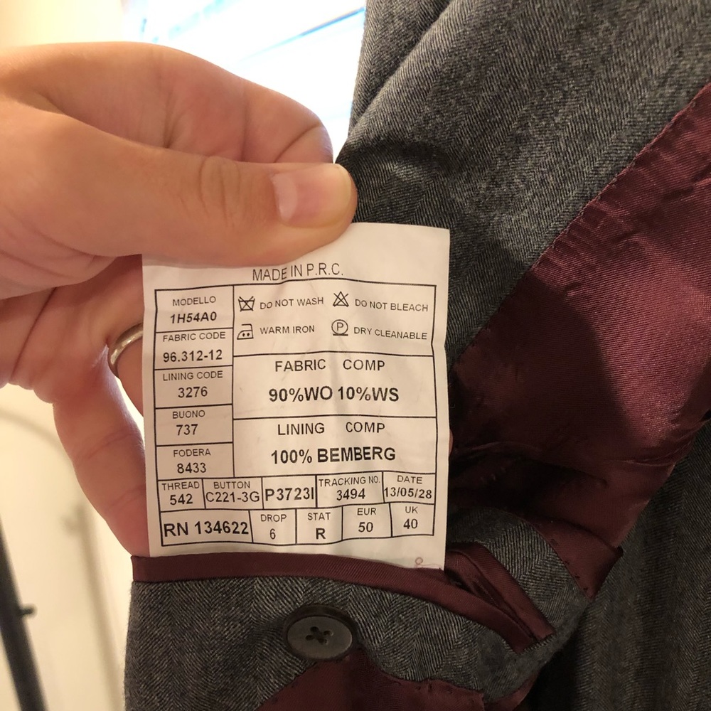 EUC SuitSupply La Spalla Gray Herringbone Suit 40R - Picture 6 of 7